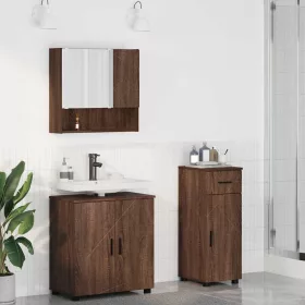 Fürdőszoba bútor szett 3 pcs barna tölgy 61 x 35 x 64 cm