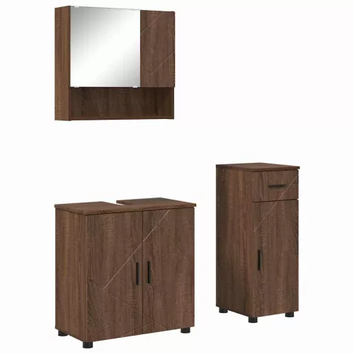 Fürdőszoba bútor szett 3 pcs barna tölgy 61 x 35 x 64 cm