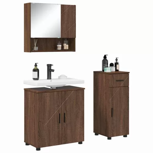 Fürdőszoba bútor szett 3 pcs barna tölgy 61 x 35 x 64 cm