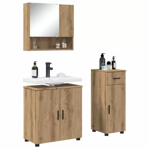Fürdőszoba bútor szett 3 pcs kézműves tölgy 61 x 35 x 64 cm