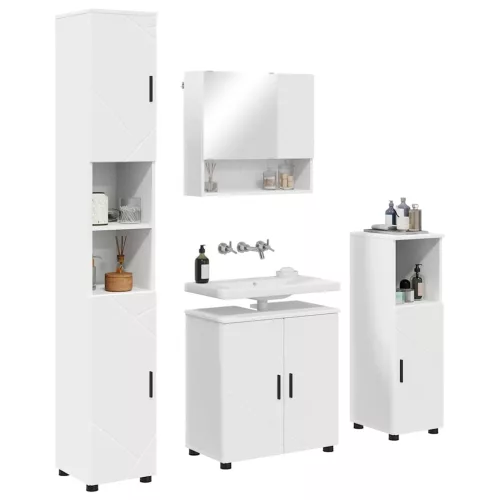 Fürdőszoba bútor szett 4 pcs Fehér 61 x 35 x 64 cm Faanyag