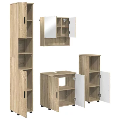 Fürdőszoba bútor szett 4 pcs sonoma tölgy 61 x 35 x 64 cm