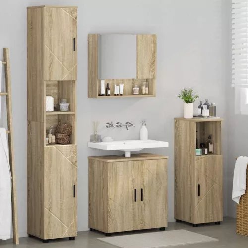 Fürdőszoba bútor szett 4 pcs sonoma tölgy 61 x 35 x 64 cm