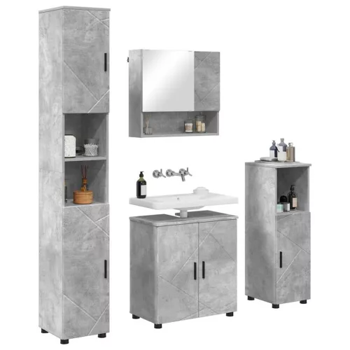Fürdőszoba bútor szett 4 pcs Beton szürke 61 x 35 x 64 cm