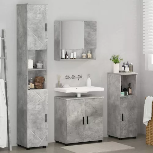 Fürdőszoba bútor szett 4 pcs Beton szürke 61 x 35 x 64 cm