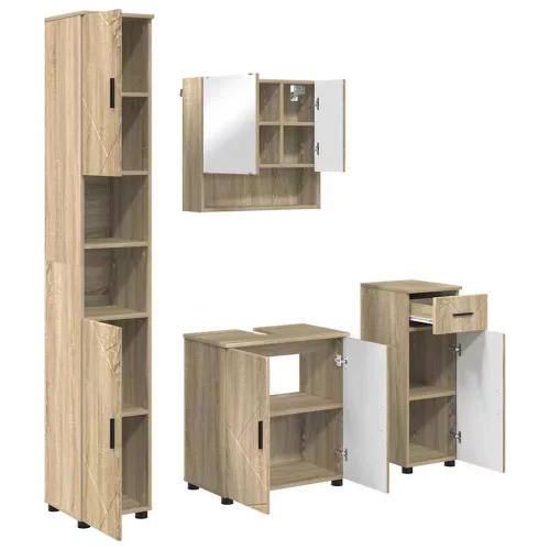 Fürdőszoba bútor szett 4 pcs sonoma tölgy 61 x 35 x 64 cm