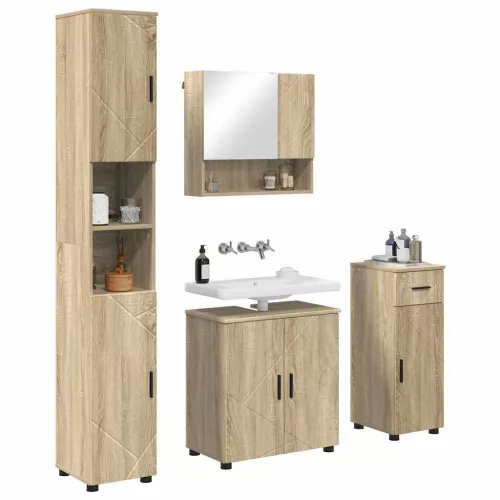 Fürdőszoba bútor szett 4 pcs sonoma tölgy 61 x 35 x 64 cm