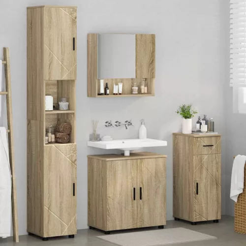 Fürdőszoba bútor szett 4 pcs sonoma tölgy 61 x 35 x 64 cm