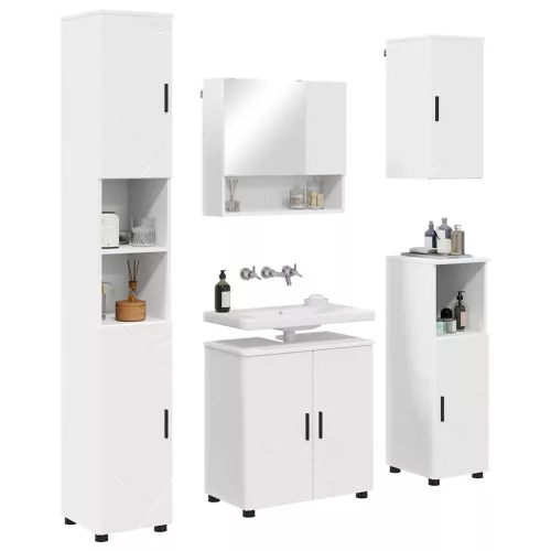 Fürdőszoba bútor szett 5 pcs Fehér 61 x 35 x 64 cm Faanyag