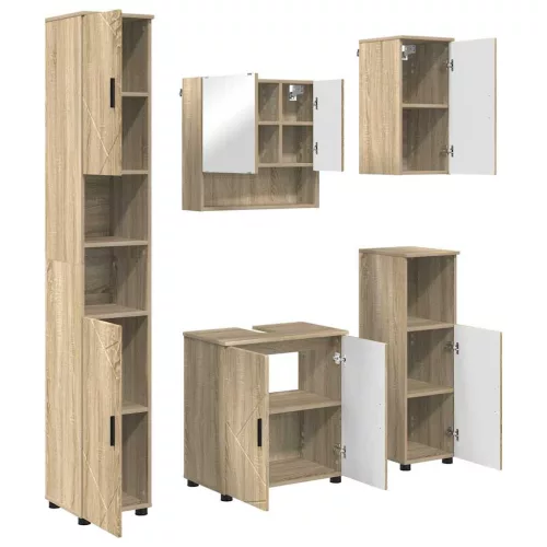 Fürdőszoba bútor szett 5 pcs sonoma tölgy 61 x 35 x 64 cm