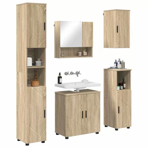 Fürdőszoba bútor szett 5 pcs sonoma tölgy 61 x 35 x 64 cm