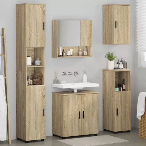 Fürdőszoba bútor szett 5 pcs sonoma tölgy 61 x 35 x 64 cm