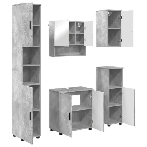 Fürdőszoba bútor szett 5 pcs Beton szürke 61 x 35 x 64 cm