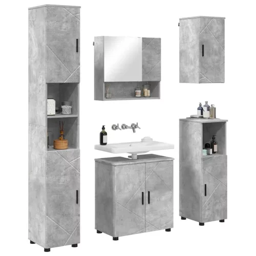Fürdőszoba bútor szett 5 pcs Beton szürke 61 x 35 x 64 cm