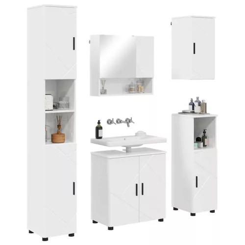 Fürdőszoba bútor szett 5 pcs Magasfényű fehér 61 x 35 x 64 cm