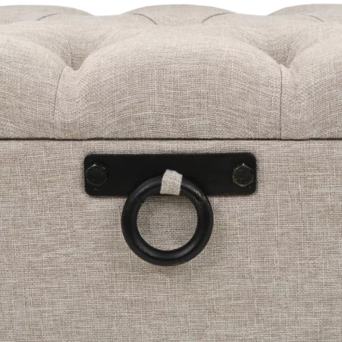 Krémszínű szövet tárolópad háttámlával 110 cm