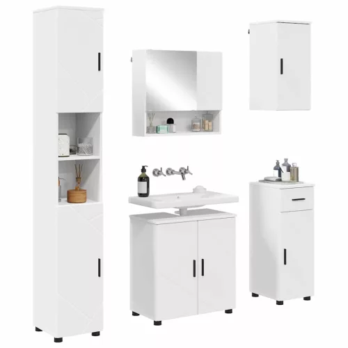 Fürdőszoba bútor szett 5 pcs Fehér 61 x 35 x 64 cm Faanyag