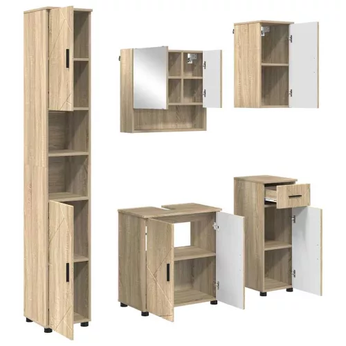 Fürdőszoba bútor szett 5 pcs sonoma tölgy 61 x 35 x 64 cm