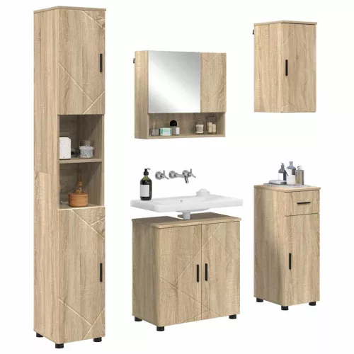 Fürdőszoba bútor szett 5 pcs sonoma tölgy 61 x 35 x 64 cm