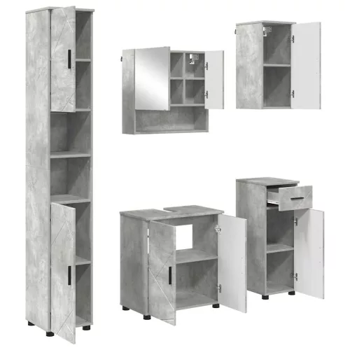 Fürdőszoba bútor szett 5 pcs Beton szürke 61 x 35 x 64 cm