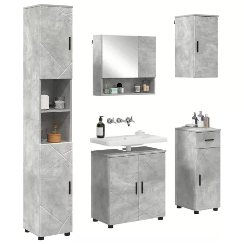 Fürdőszoba bútor szett 5 pcs Beton szürke 61 x 35 x 64 cm