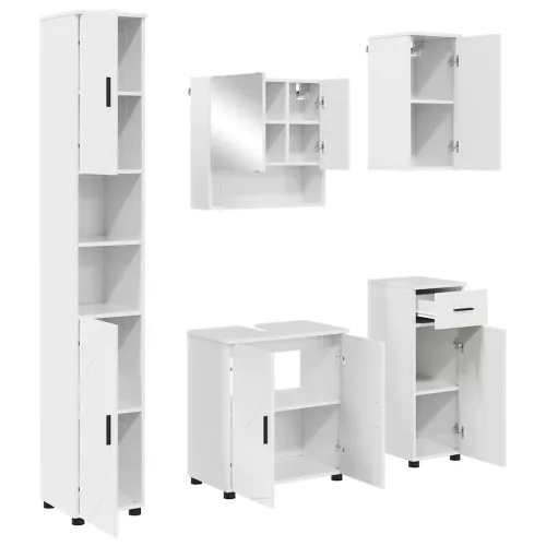 Fürdőszoba bútor szett 5 pcs Magasfényű fehér 61 x 35 x 64 cm