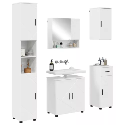 Fürdőszoba bútor szett 5 pcs Magasfényű fehér 61 x 35 x 64 cm