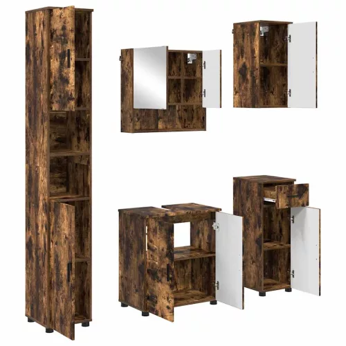 Fürdőszoba bútor szett 5 pcs Füstölt tölgy 61 x 35 x 64 cm