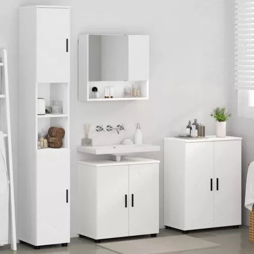Fürdőszoba bútor szett 4 pcs Fehér 61 x 35 x 64 cm Faanyag