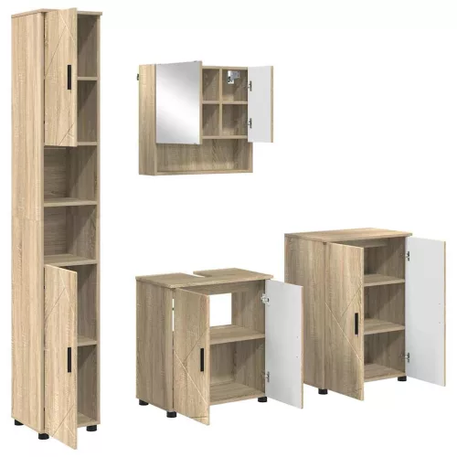 Fürdőszoba bútor szett 4 pcs sonoma tölgy 61 x 35 x 64 cm