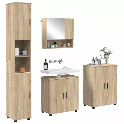 Fürdőszoba bútor szett 4 pcs sonoma tölgy 61 x 35 x 64 cm