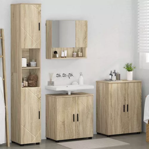 Fürdőszoba bútor szett 4 pcs sonoma tölgy 61 x 35 x 64 cm