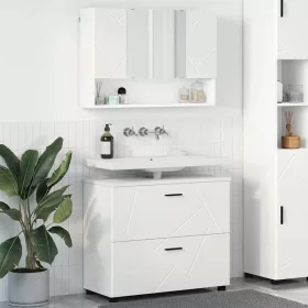   Fürdőszoba bútor szett 2 pcs Fehér 76.5 x 35 x 64 cm Faanyag