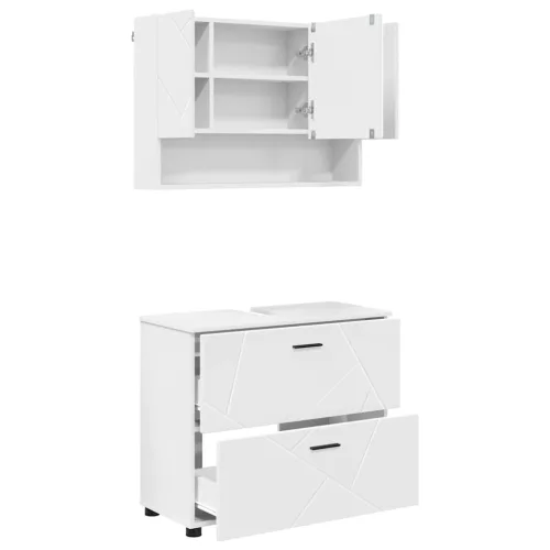 Fürdőszoba bútor szett 2 pcs Fehér 76.5 x 35 x 64 cm Faanyag