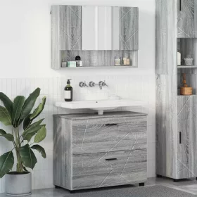   Fürdőszoba bútor szett 2 pcs Szürke sonoma 76.5 x 35 x 64 cm