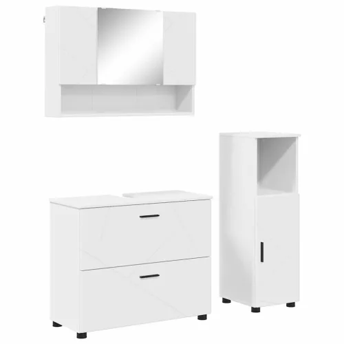 Fürdőszoba bútor szett 3 pcs Fehér 76.5 x 35 x 64 cm Faanyag