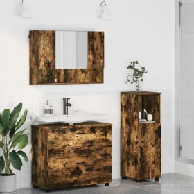   Fürdőszoba bútor szett 3 pcs Füstölt tölgy 76.5 x 35 x 64 cm