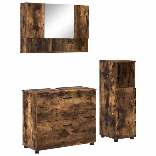 Fürdőszoba bútor szett 3 pcs Füstölt tölgy 76.5 x 35 x 64 cm