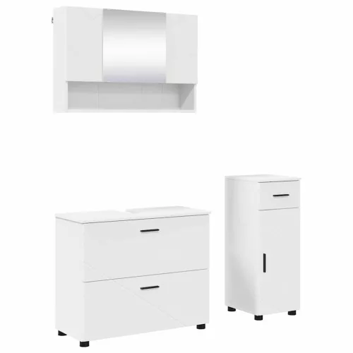 Fürdőszoba bútor szett 3 pcs Fehér 76.5 x 35 x 64 cm Faanyag