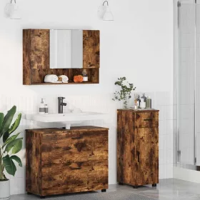   Fürdőszoba bútor szett 3 pcs Füstölt tölgy 76.5 x 35 x 64 cm