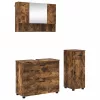 Fürdőszoba bútor szett 3 pcs Füstölt tölgy 76.5 x 35 x 64 cm