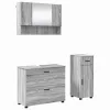Fürdőszoba bútor szett 3 pcs Szürke sonoma 76.5 x 35 x 64 cm