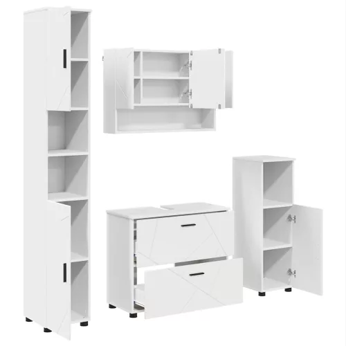 Fürdőszoba bútor szett 4 pcs Fehér 30 x 35 x 192 cm Faanyag