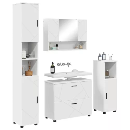 Fürdőszoba bútor szett 4 pcs Fehér 30 x 35 x 192 cm Faanyag