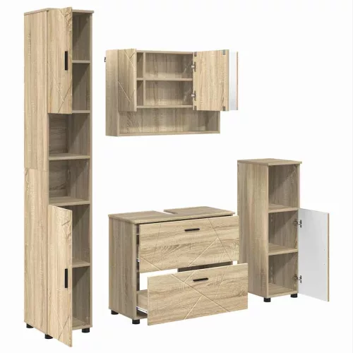 Fürdőszoba bútor szett 4 pcs sonoma tölgy 30 x 35 x 192 cm