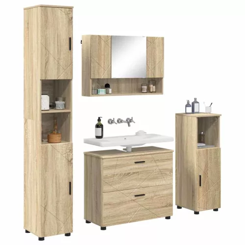Fürdőszoba bútor szett 4 pcs sonoma tölgy 30 x 35 x 192 cm