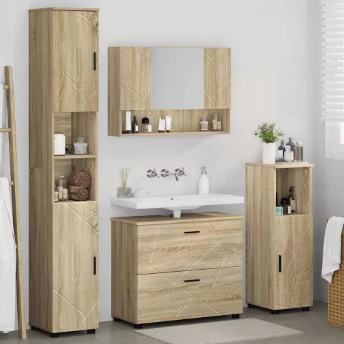 Fürdőszoba bútor szett 4 pcs sonoma tölgy 30 x 35 x 192 cm