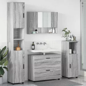   Fürdőszoba bútor szett 4 pcs Szürke sonoma 30 x 35 x 192 cm
