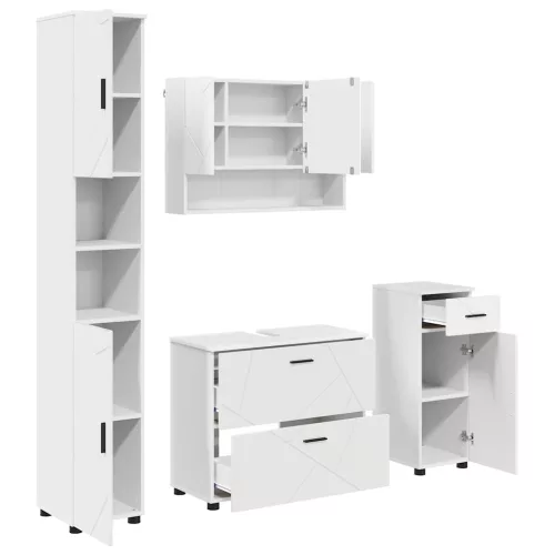 Fürdőszoba bútor szett 4 pcs Fehér 30 x 35 x 192 cm Faanyag