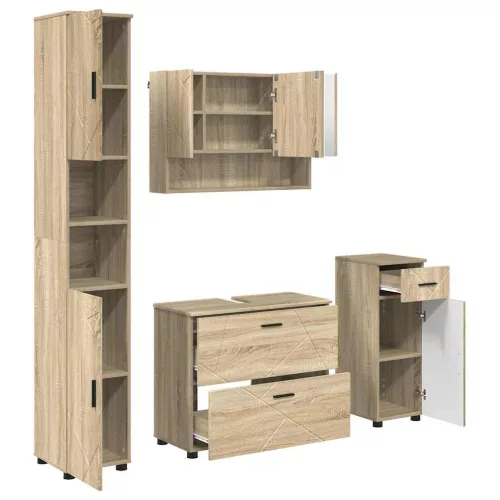 Fürdőszoba bútor szett 4 pcs sonoma tölgy 30 x 35 x 192 cm